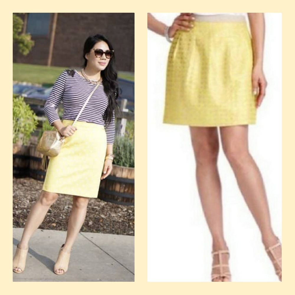 Loft Polka Dot Skirt with gold dots